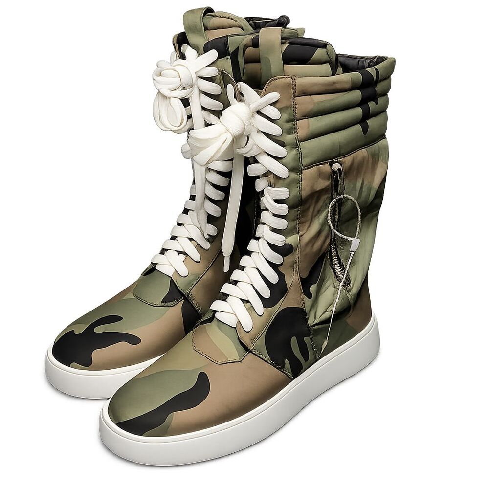 Azalea Wang Tony Camo Sneaker Boots Womens Size 6 Lace Up Zip Pocket